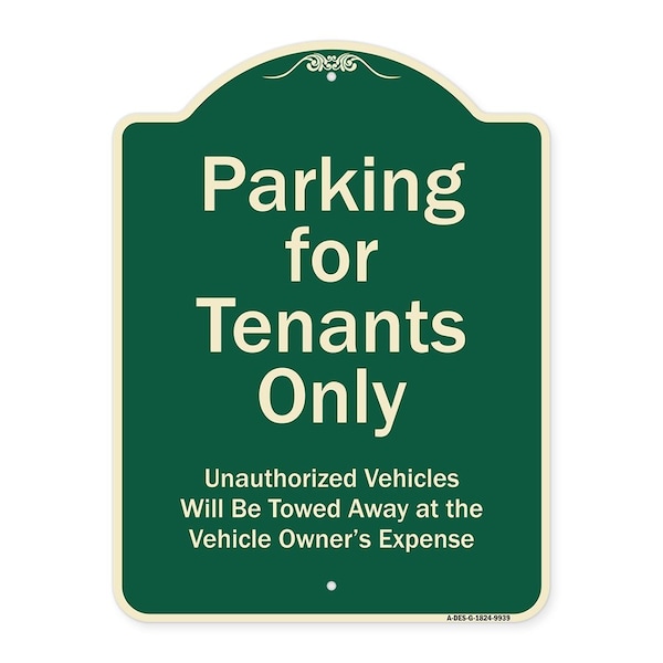 Signmission Designer Series-Parking For Tenants Only Unauthorized Vehicles Towed Away, 24" x 18", G-1824-9939 A-DES-G-1824-9939 - main